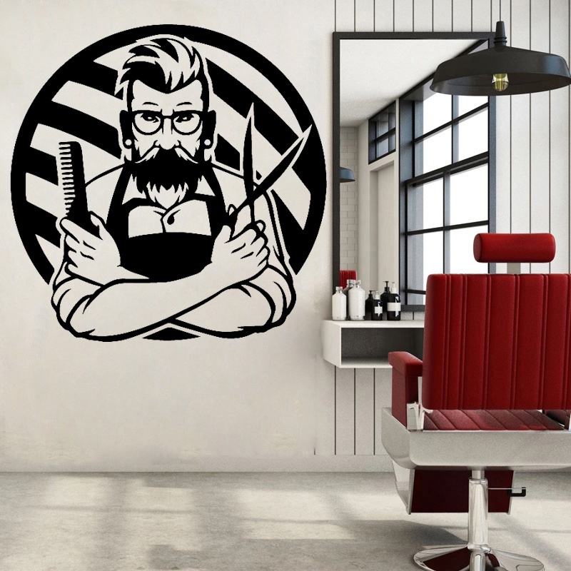 Barbershop Wall Stickers Barber Vinyl Decal Store Window Decoration