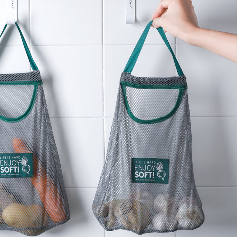 Kitchen Vegetable Onion Potato Storage Hanging Bags Hollow Breathable