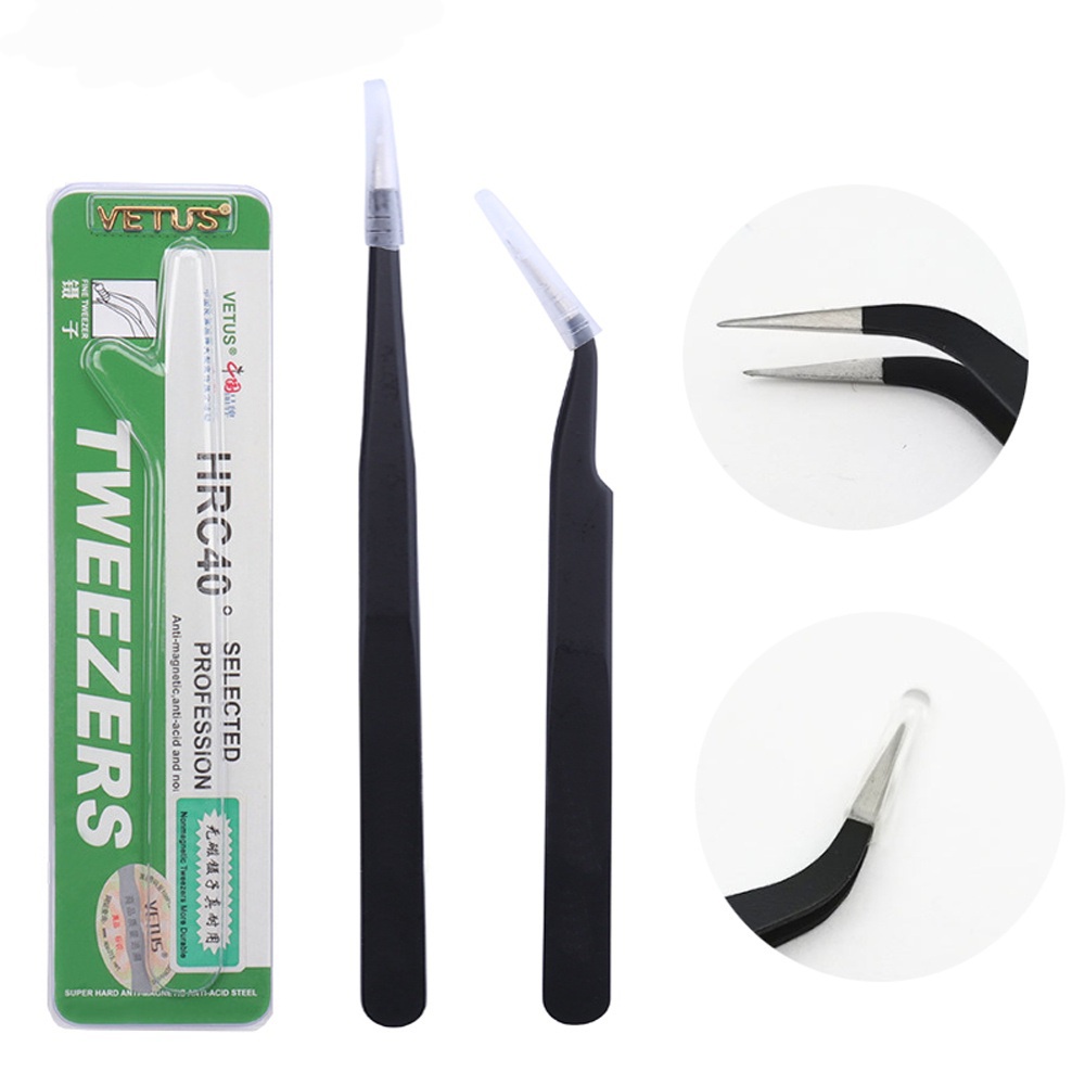 1Pcs Anti-static ESD Stainless Steel Tweezers Maintenance beauty Tool ...