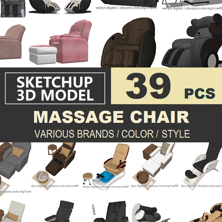 Sketchup 3d Model Massage Chair Set 39 For Home Interior Design Exclusive Material Library 