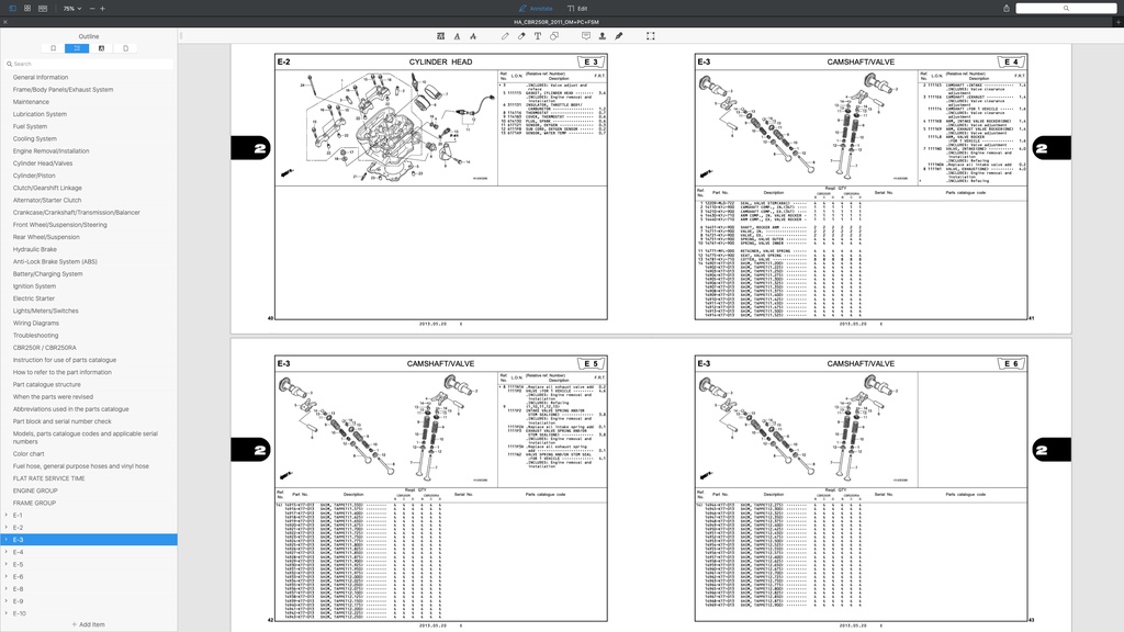 2011 HONDA CBR250R SERVICE MANUAL visual data 4