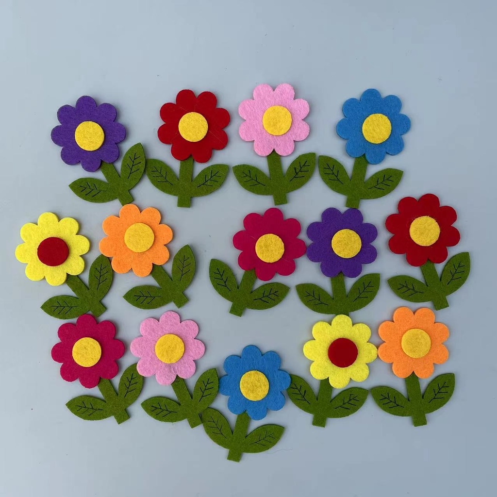 Felt Flowers Craft bunga 3D Wall Decor Kindergarten Layout Kartun ...