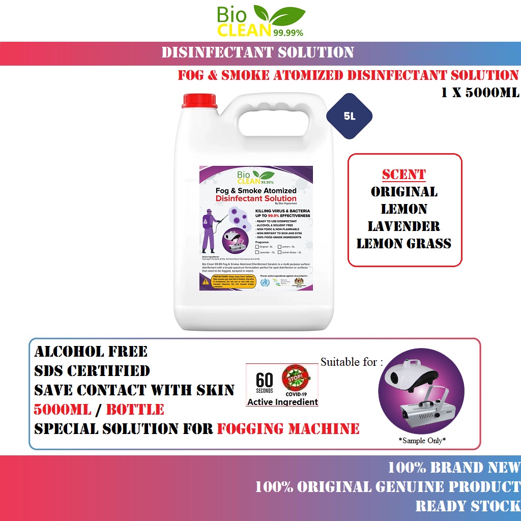 [Ready Stock] BIOCLEAN 99.99 Fogging Fog Machines Atomized Disinfectant Solution 5L Disinfect
