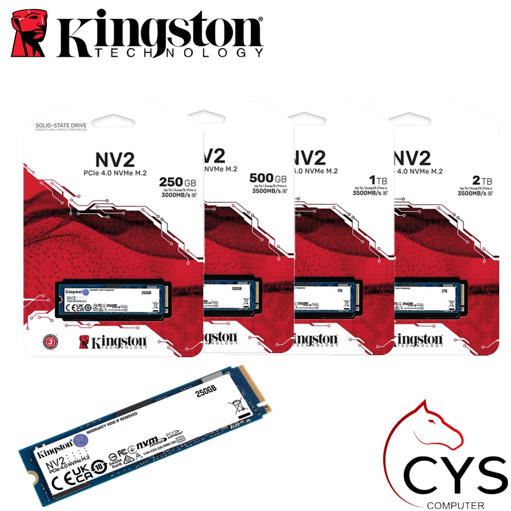 KINGSTON NV2 250GB / 500GB / 1TB / 2TB M.2 2280 SSD PCIE GEN 4X4 NVME ...