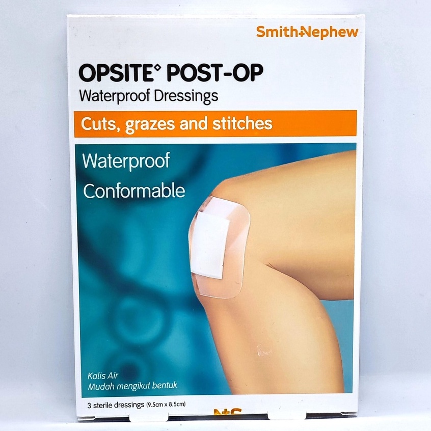 Smith & Nephew Opsite Post-Op Waterproof Dressings 3s 9.5cm x 8.5 cm ...