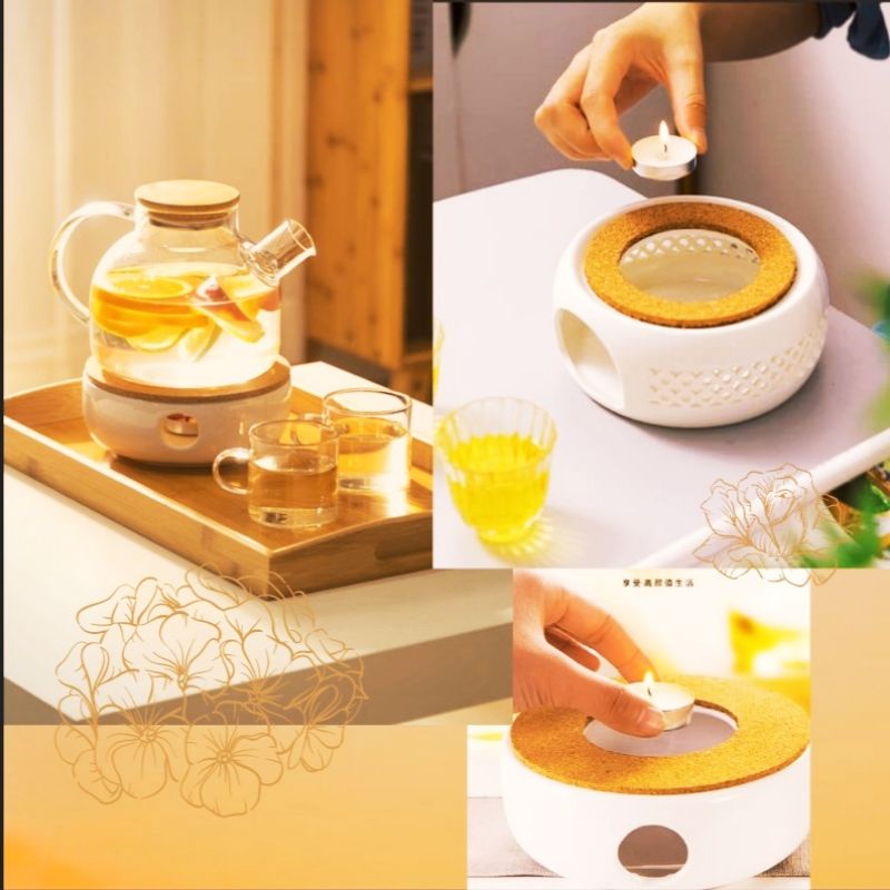 Ceramic Tea Warmer Stove Samovar Candle Camping Portable Japanese Tea Fire Stove Travel Catering Tea Heater
