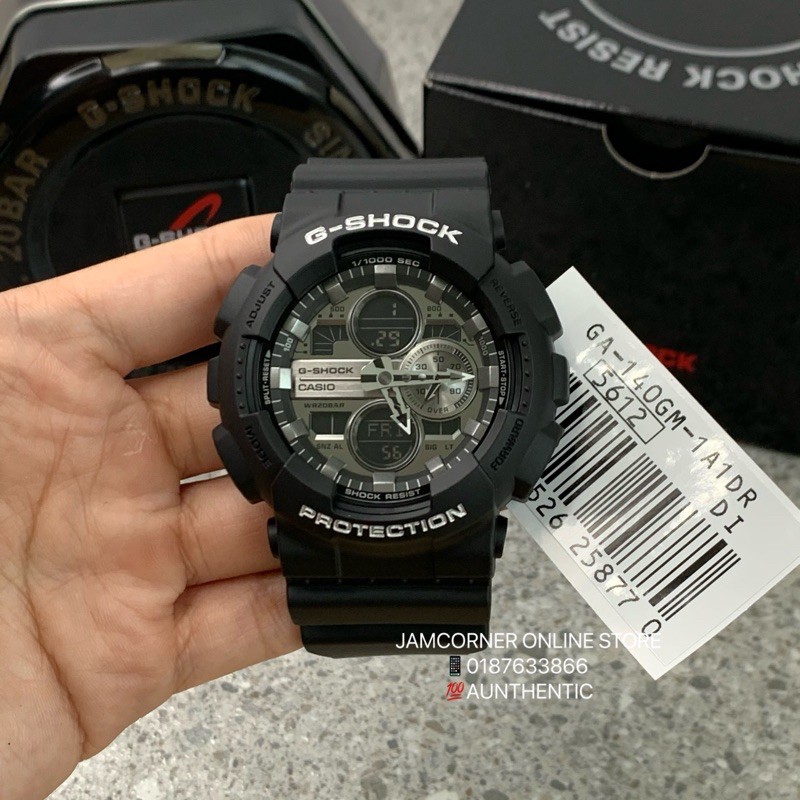 100 ORIGINAL CASIO G SHOCK GA 140GM 1A1 matte black RESIN STRAP