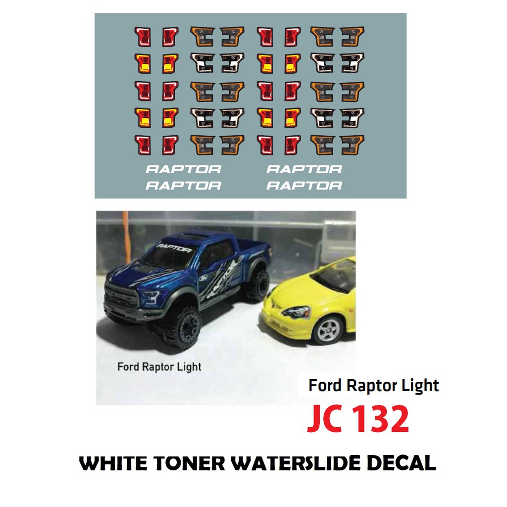 JC132 - FORD RAPTOR LIGHT DECALS Hotwheels 1:64 diecast custom white ...