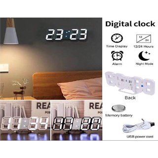 3D LED Wall Clock Alarm Clock LED Jam Dinding / Meja Modern DIgital 3D ...