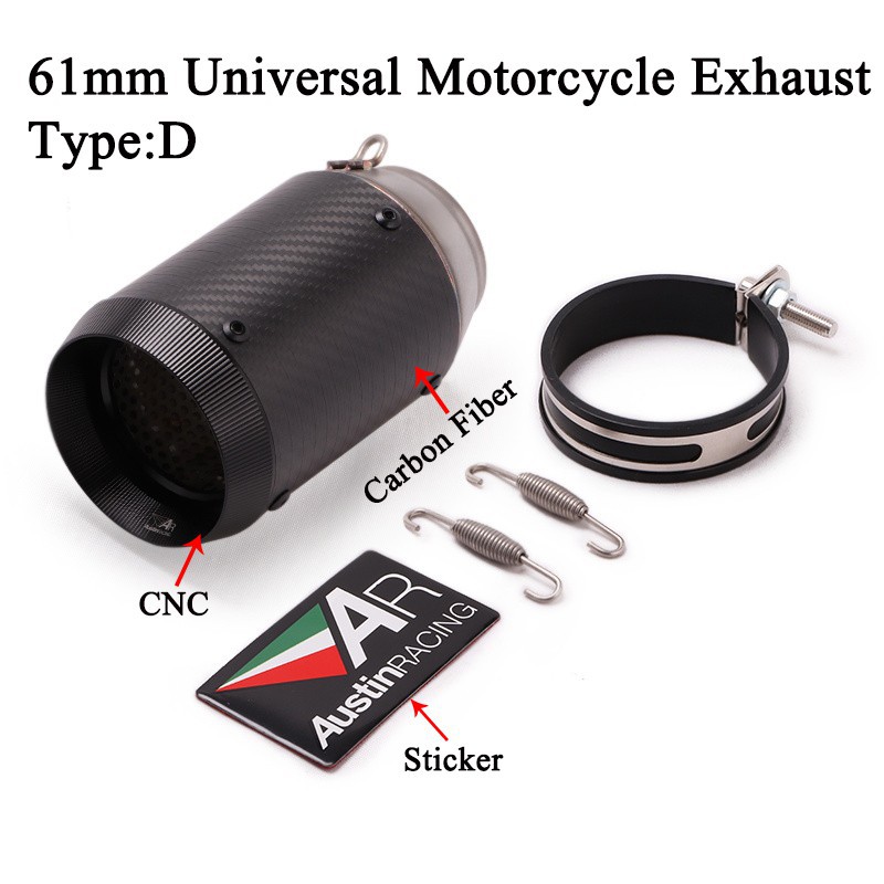 SALE!!61mm Universal Motorcycle Exhaust Muffler Austin Racing ARExhaust ...