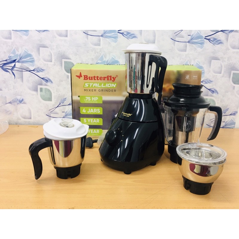 Butterfly Stallion Mixer Grinder 4 jars 750 watts / 1 year Motor
