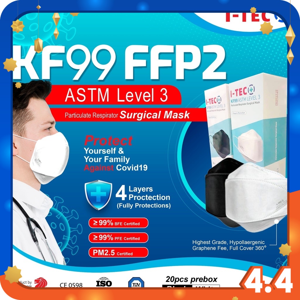 I-TEC 4 PLY KF99 ASTM Level 3 Particulate Respirator Mask ( Packing ...