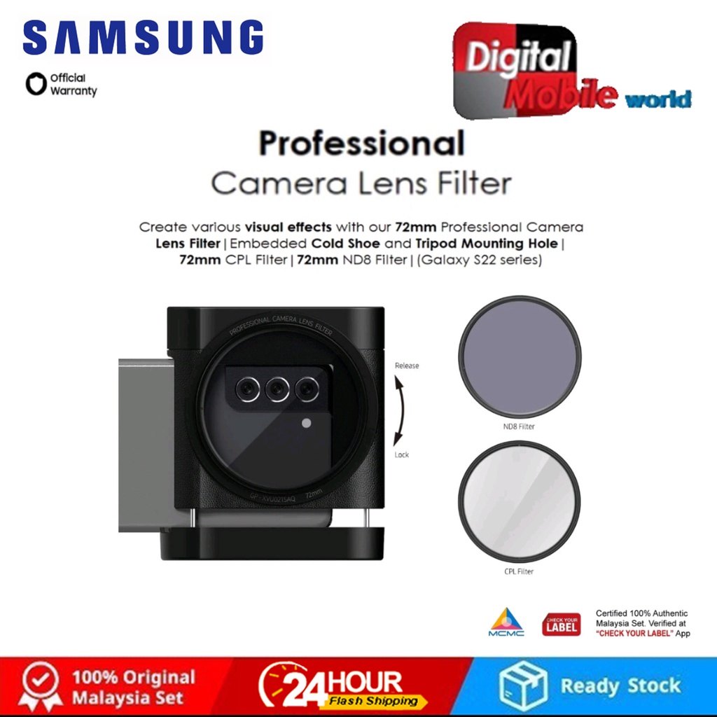 100 Original Samsung Professional Camera Lens Filter (72mm)(Black)(For