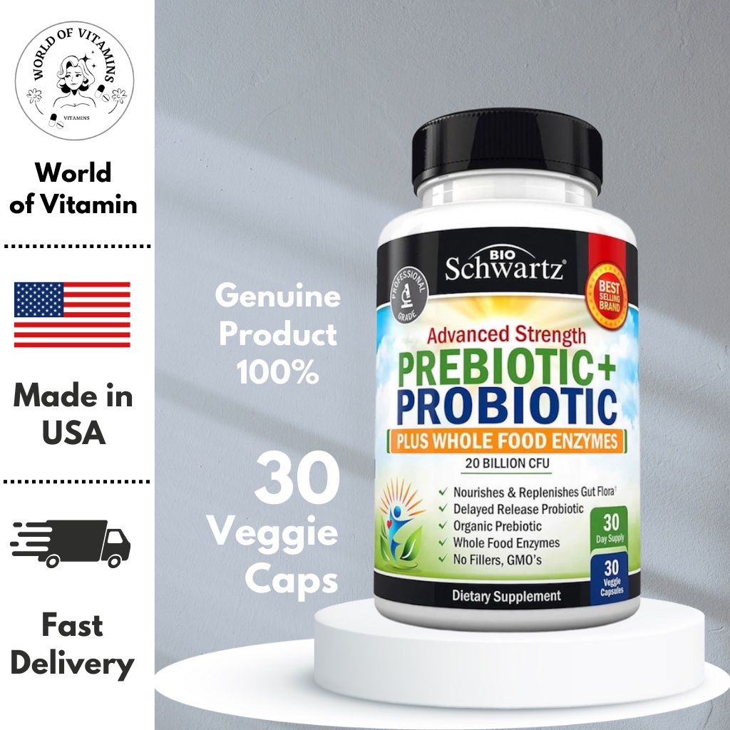 BioSchwartz Prebiotics and Probiotic with Whole Food Enzymes for Adults