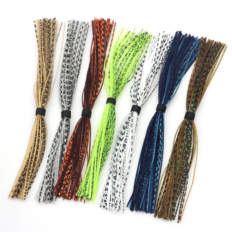 50 Pcs Set Silicone Band Fishing Skirts Tools SpinnerBait Buzzbait Hand