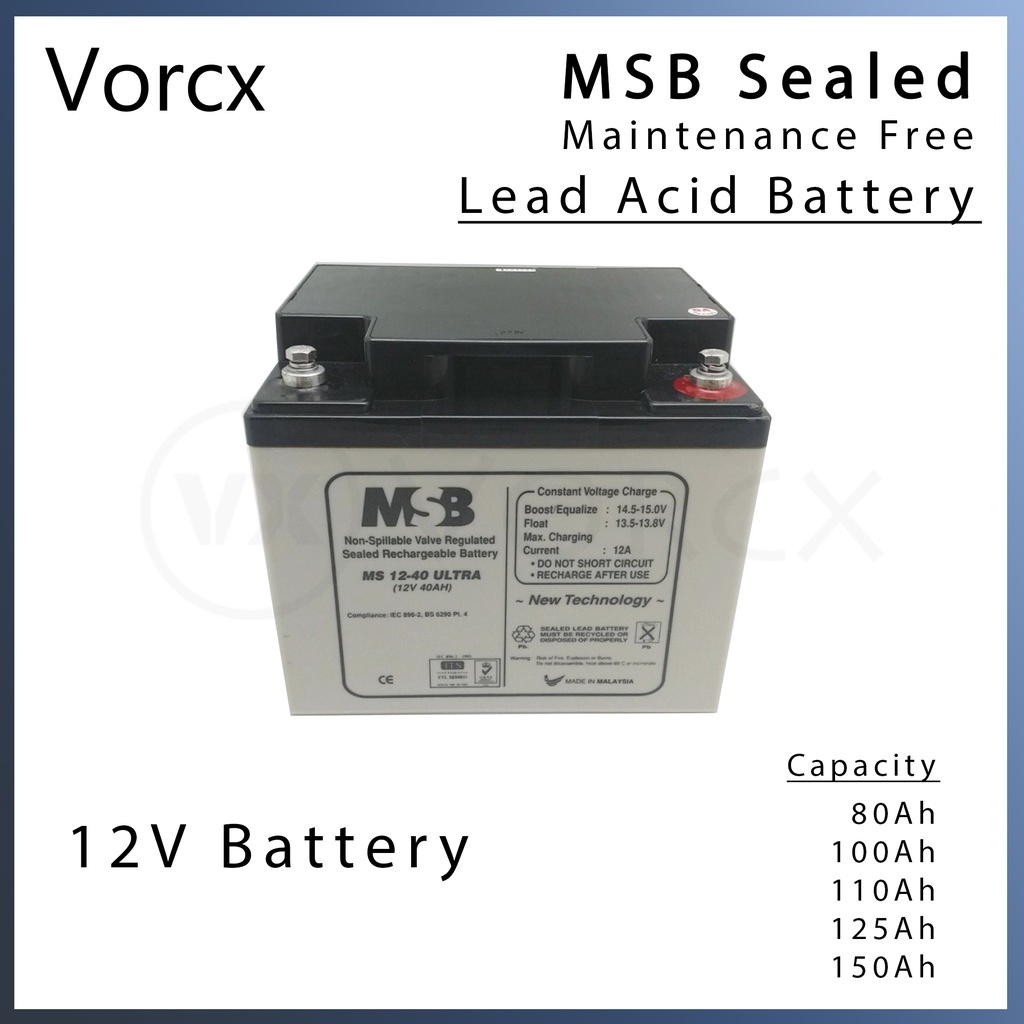 MSB MS12-40 Ultra 12V 40AH Non-Spillable Valve Regulated Sealed  Rechargeable Lead Battery