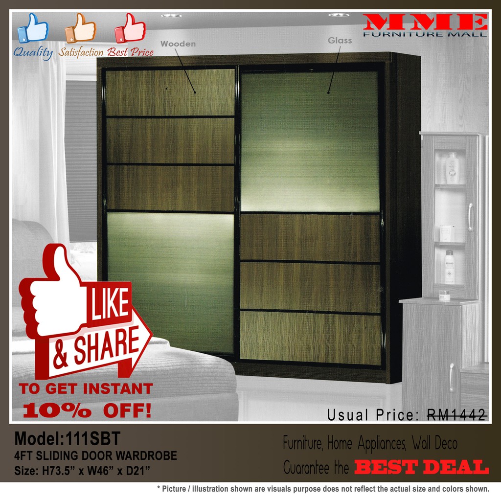 MODERN DESIGN 4FT / 5FT SLIDING DOOR WARDROBE | Shopee Malaysia