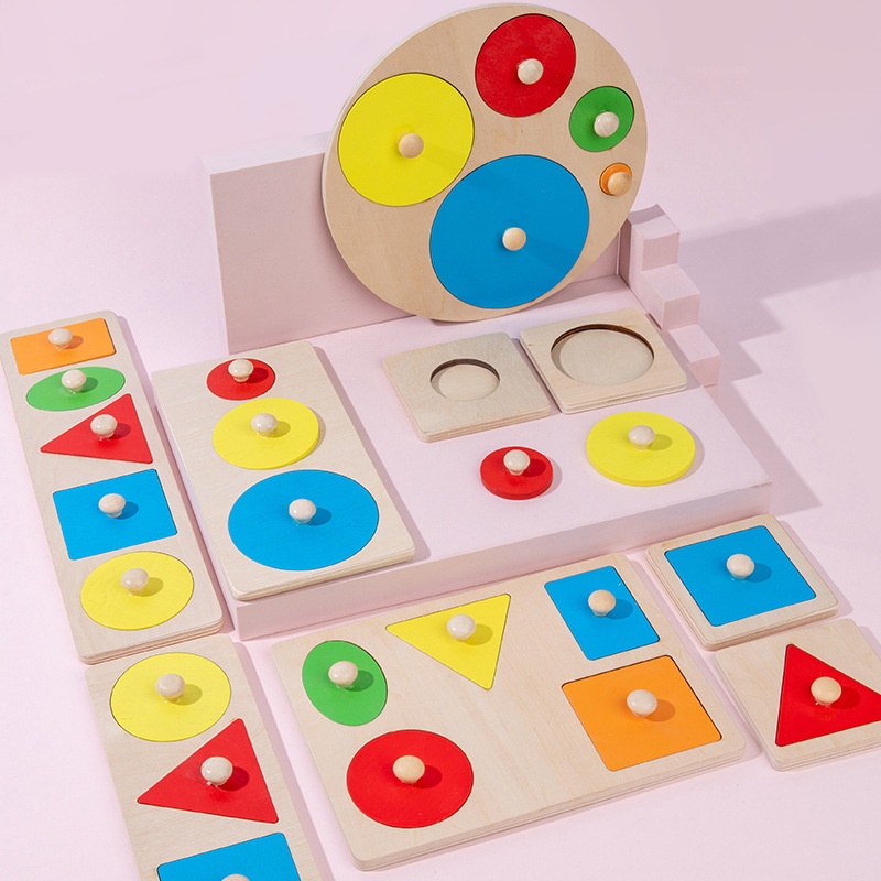 Geometry Shape Puzzle Knobbed Assorted Design Shopee Malaysia 