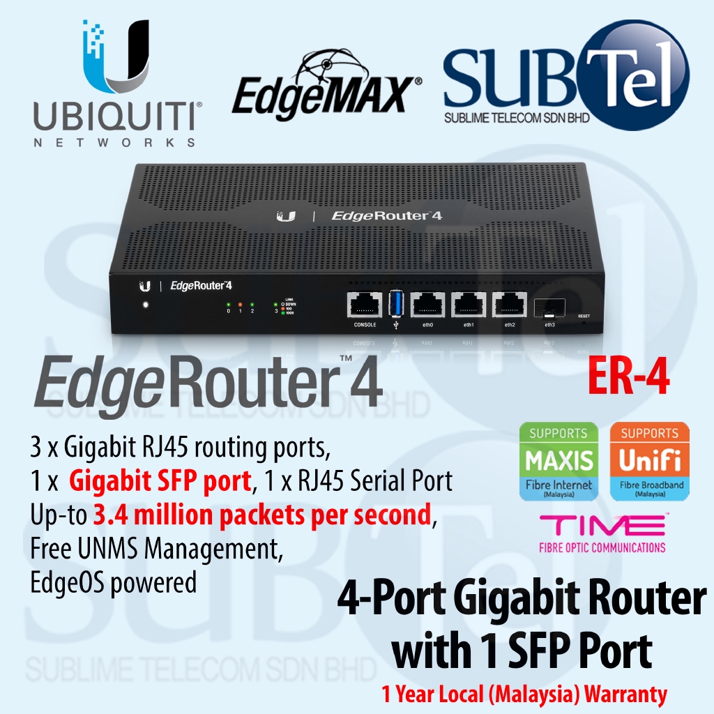 ER4 Ubiquiti Networks EdgeRouter 4 port Gigabit Router with SFP UBNT