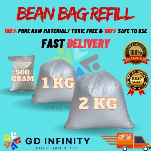 BEAN BAG REFILL FILLING/ BIJI KABUS (Polystyrene Poly Foam BEADS ...