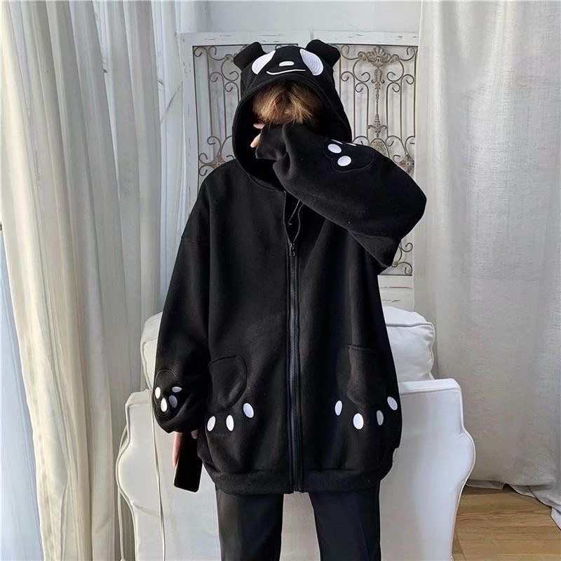 Autumn thin velvet animal series zipper couple sweater cute panda