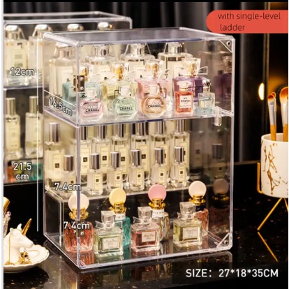 Perfume Storage Rack Acrylic Dustproof Display Showcase Desktop Ladder ...