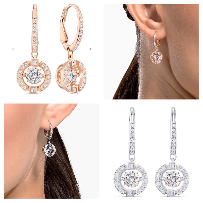 Swarovski sparkling dance hot sale round pierced earrings