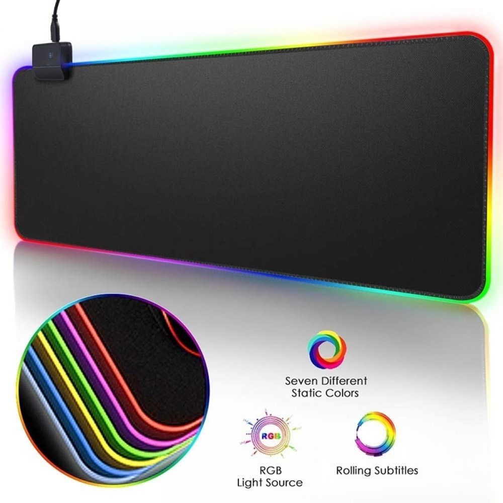 T-WOLF 90X40CM LED RGB Lighting Gaming Mouse Pad Large Size Waterproof ...
