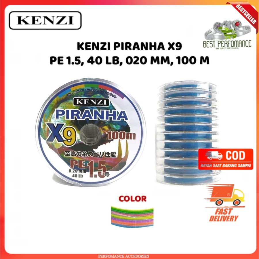 Kenzi Piranha X8 100m Super Strong PE Braided Fishing Line Multi Color