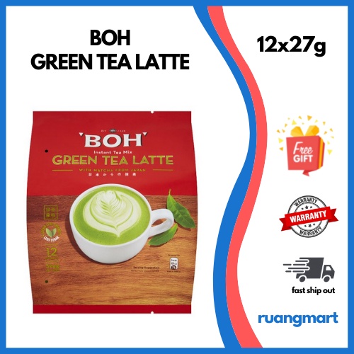 BOH Green Tea Latte Instant Tea Mix 12 Stick Packs x 27g (324g