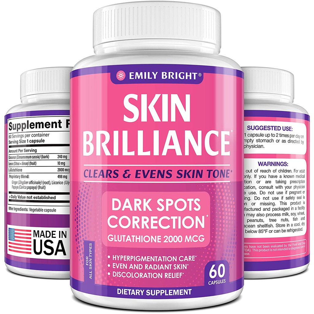 Glutathione Whitening Pills 60 Capsules Better than Skin Lightening