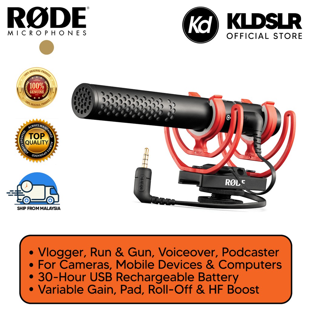 Rode VideoMic NTG Hybrid Analog/USB CameraMount Shotgun Microphone