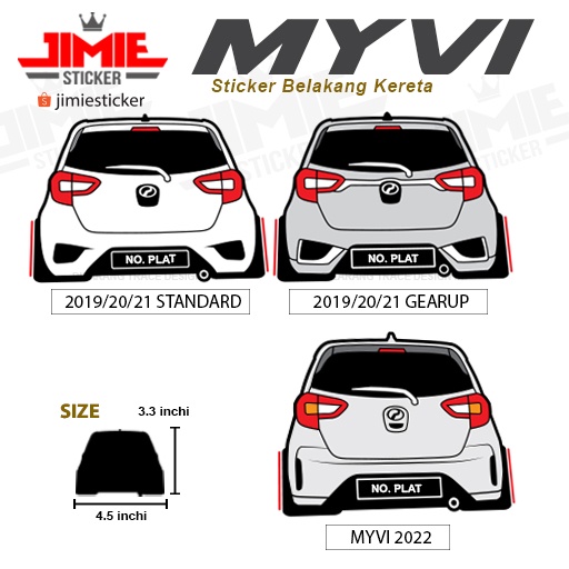 Sticker Kereta Perodua Myvi, Sticker Belakang, Custom Warna dan Nom ...