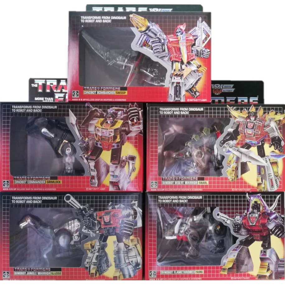 Transformers G1 Dinobots (Grimlock, Slag, Sludge, Snarl, Swoop) KO BIB