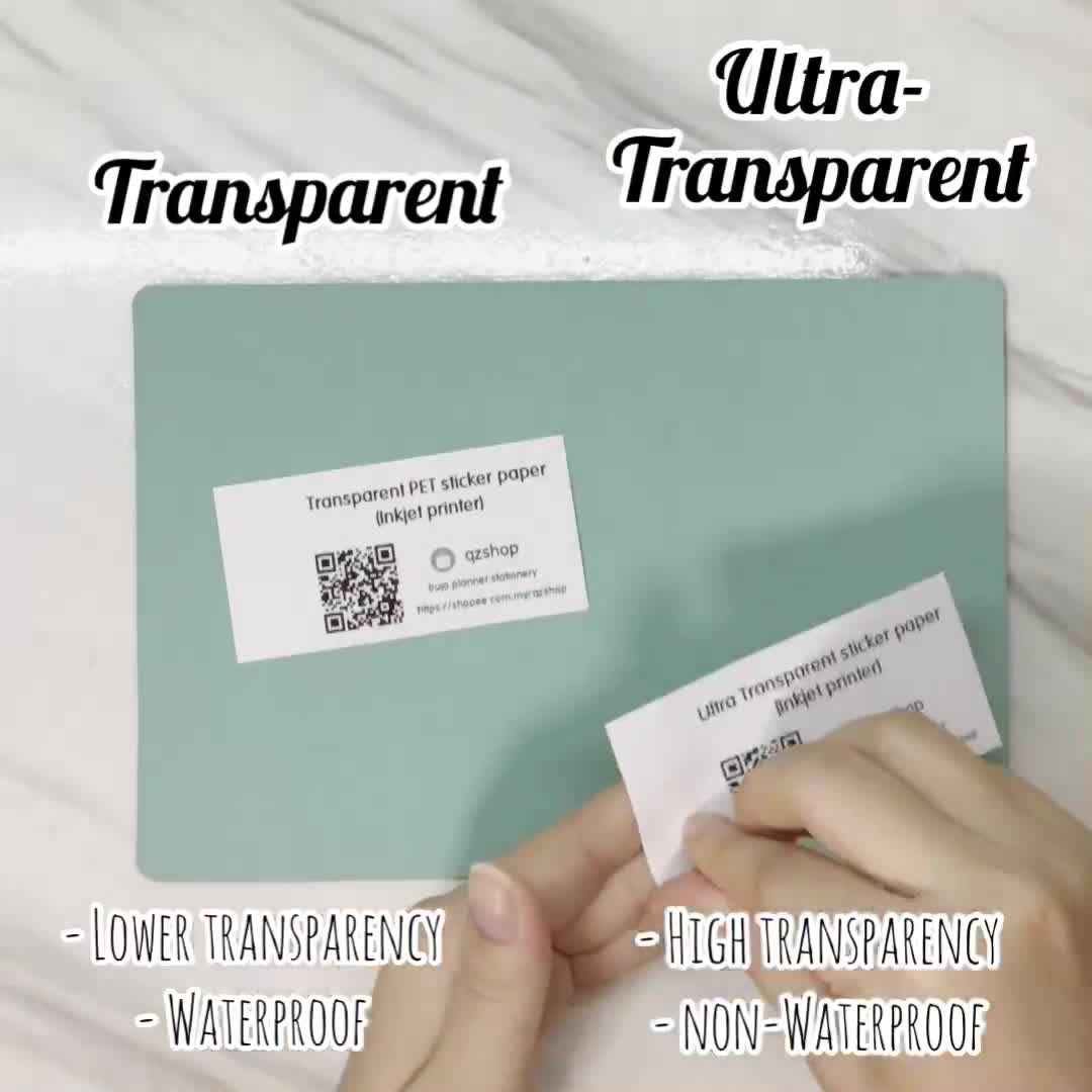 (50 pcs/pack) Inkjet Clear Transparent A4 Sticker Paper (Ready stock ...