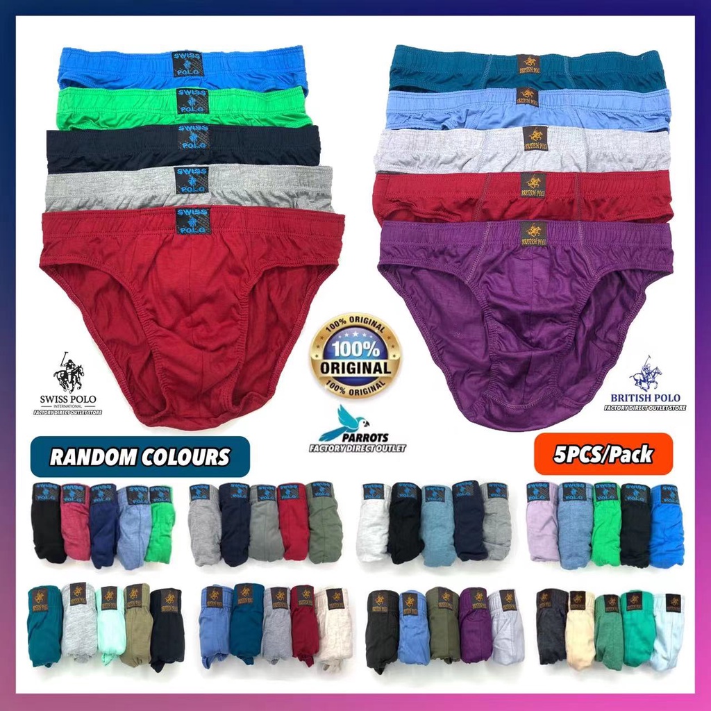 SWISS POLO & BRITISH POLO BRIEF 5pcs/pack Underwear Men 100% Soft ...