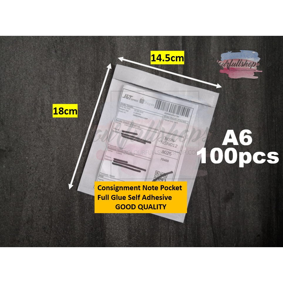 100pcs A6 / A5 Consignment Note Pocket AWB Pouch for postage flyer and ...