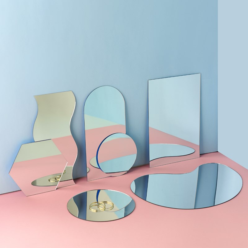 8Pc Acrylic Mirror Reflection Board Geometric Shape Photo Background ...