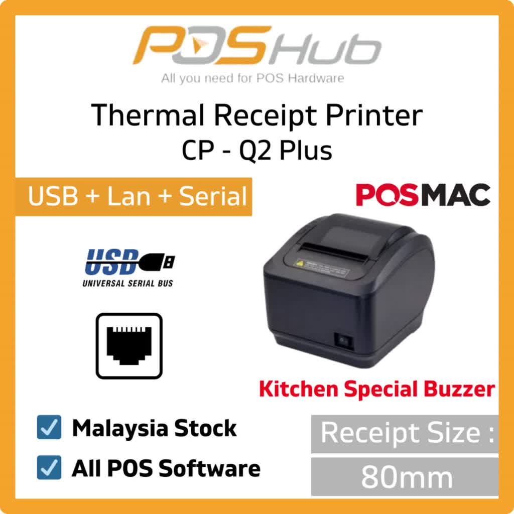POSMAC CP-Q2 Plus Pos Thermal Receipt Printer 80mm with pending beep ...