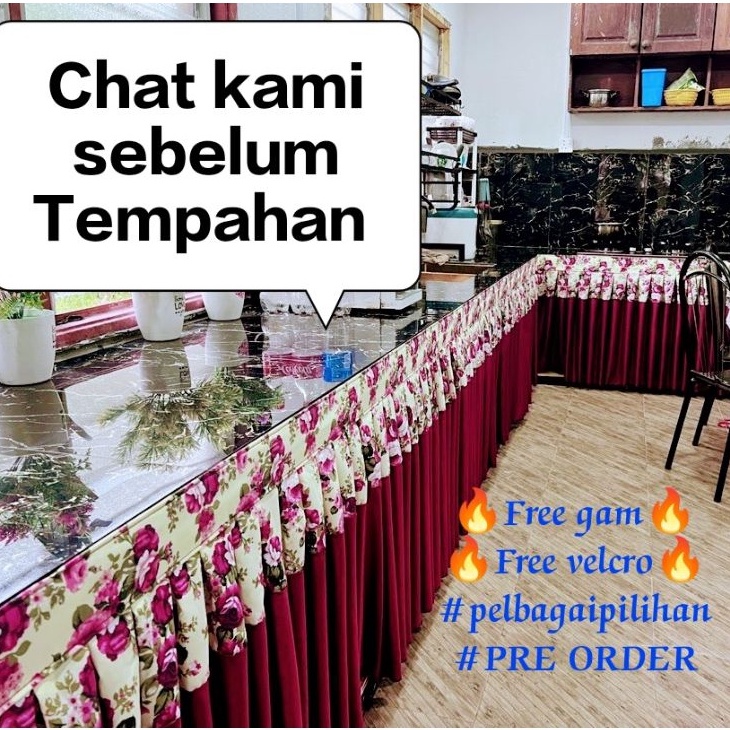 Langsir Dapur/Skirting table top Murah / meja bouquet/meja guru/murid