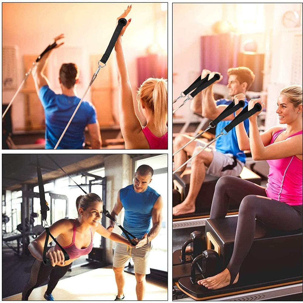 1 Pair Handle Pulldown Rope Cable V Bar Dip Resistance Gym D Grip Rope ...