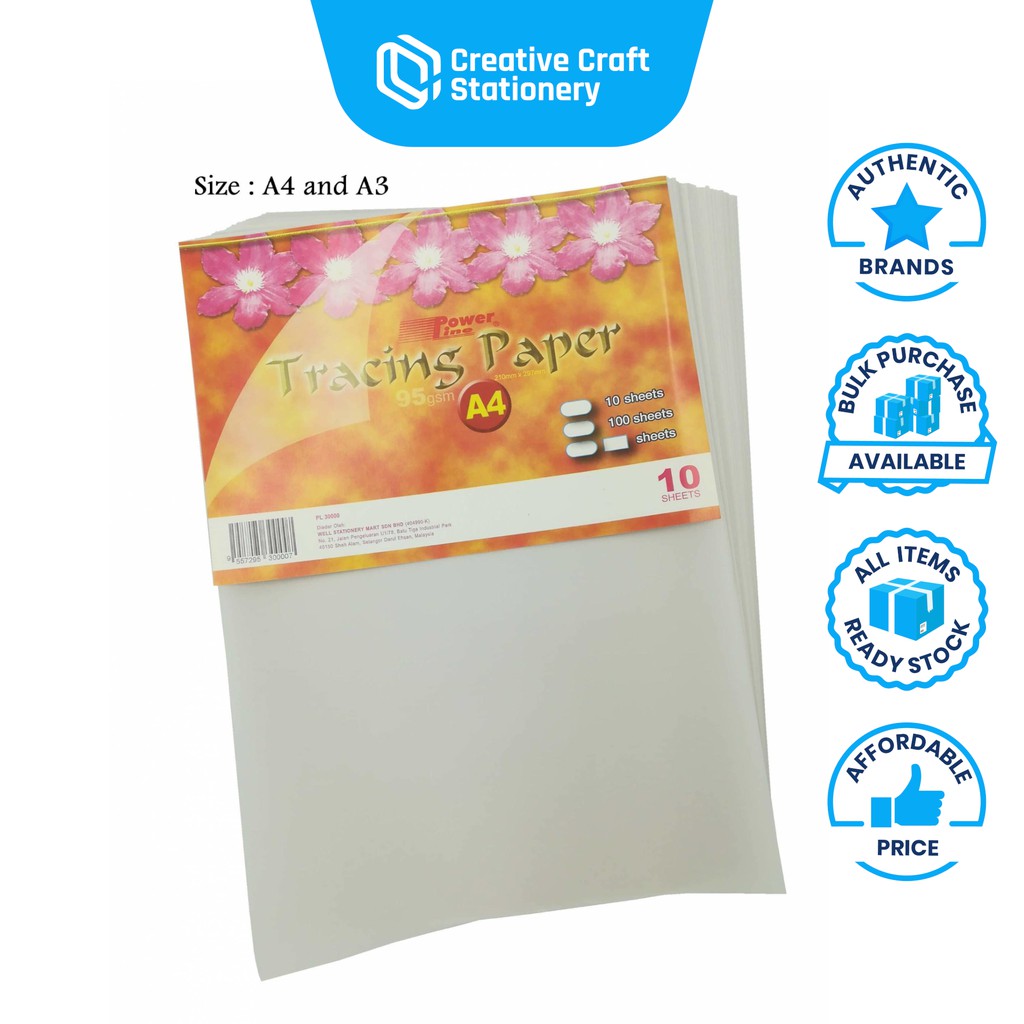 A4 A3 A2 Tracing Paper 112gsm / Translucent Kertas surih kertas tekap