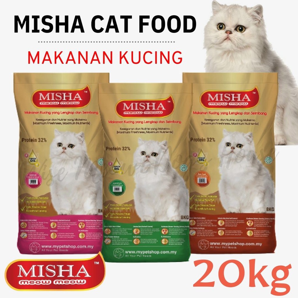 MISHA Dry Cat Food Makanan Kucing 20kg (Ocean Fish, Seafood, Chicken