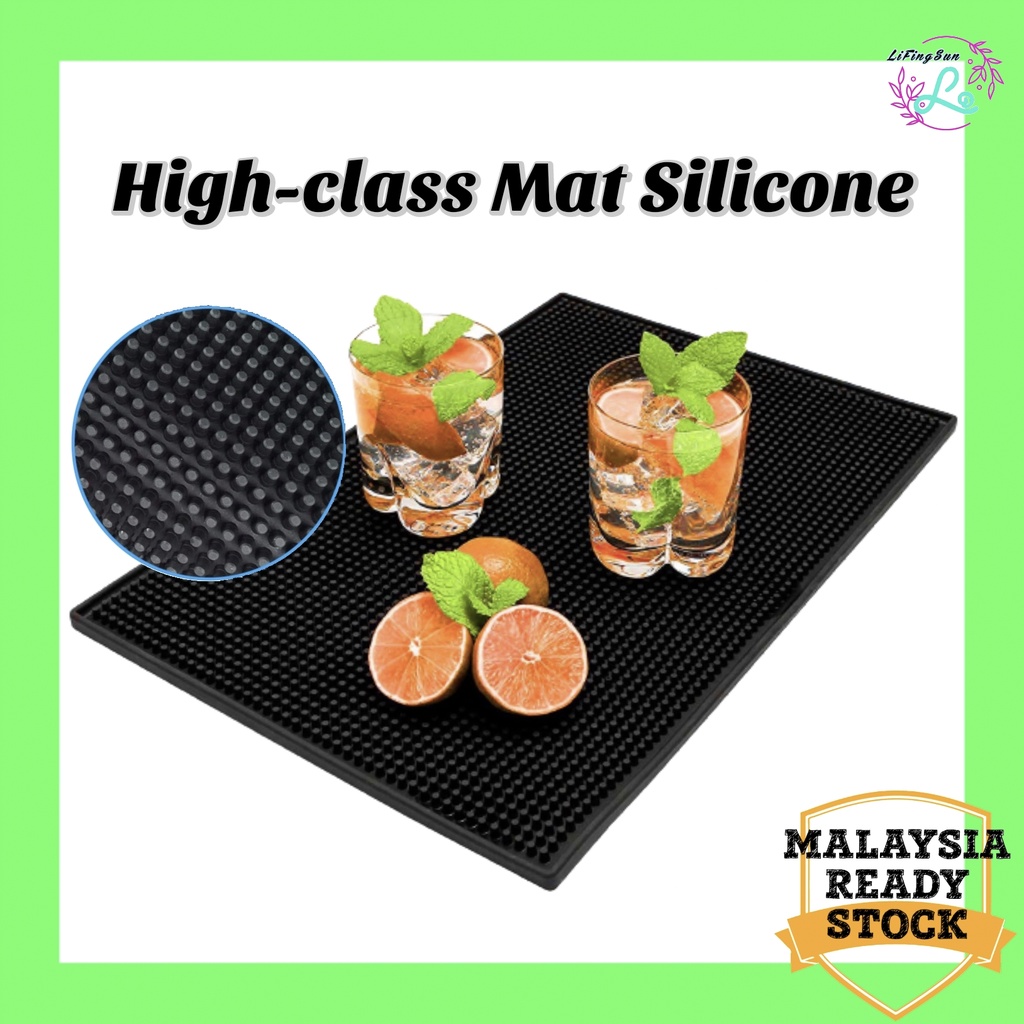 Black Rubber Non Slip Cocktail Bar Mat Water Pad Silicone Cafe Mat