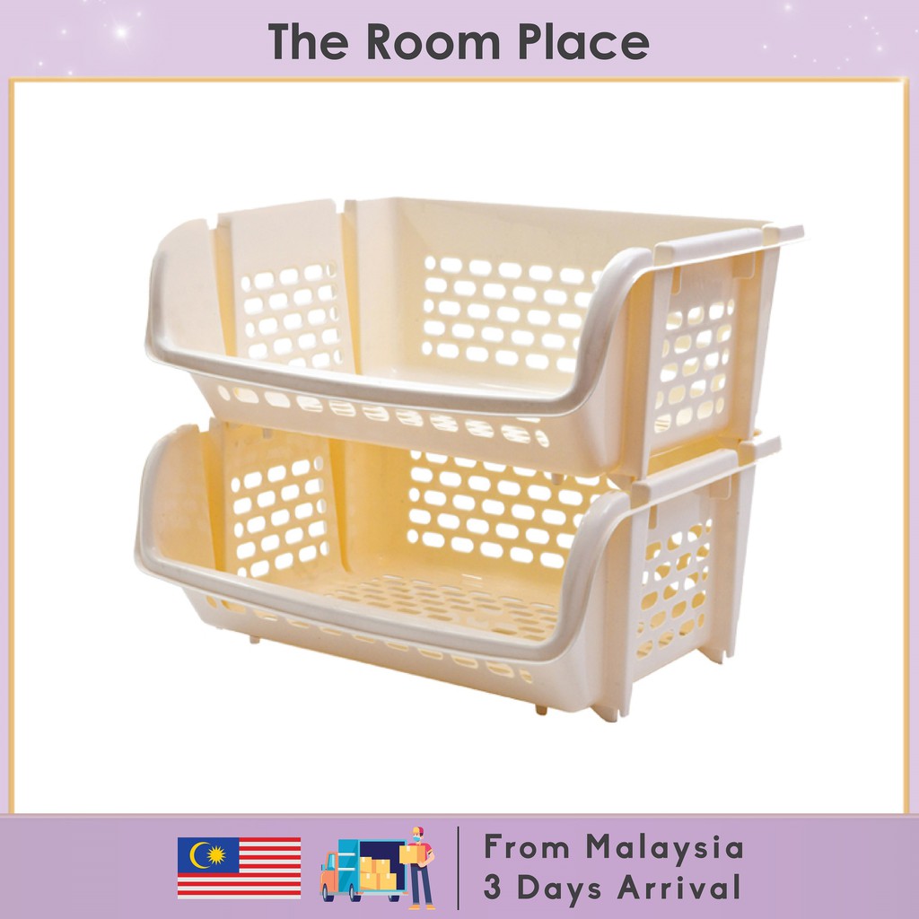 High Quality 2 Tier Rack Organizer - Beige Color | Shopee Malaysia