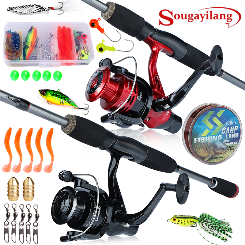 Sougayilang Telescopic Fishing Rod and Spinning Fishing Reel Combo with  Free Graphite Spool 