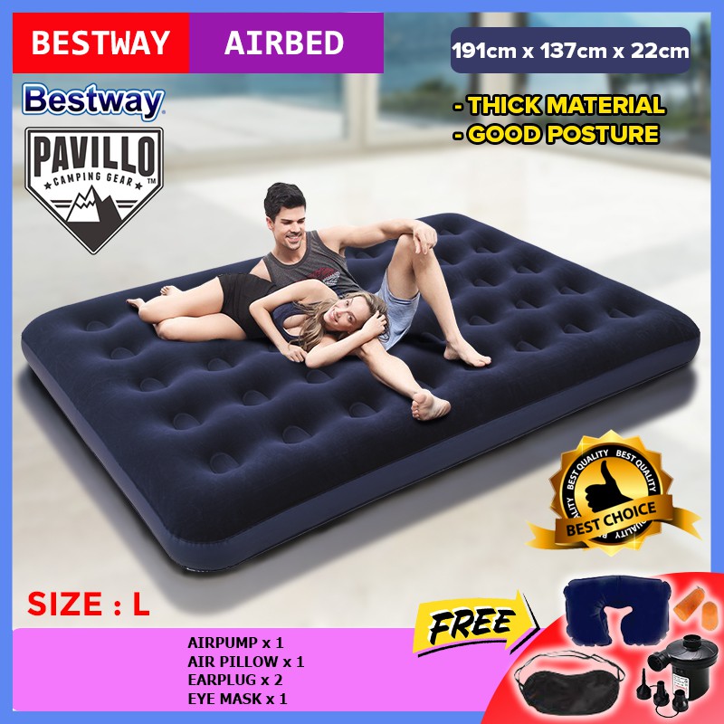 BESTWAY 67002 PAVILLO HONEYCOMB 191cm x 137cm x 22cm High Quality Portable Inflatable Air Bed Mattress Shopee Malaysia