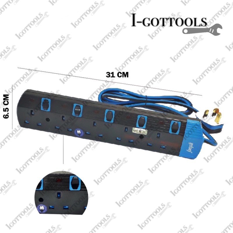 cable management*extension plug SIRIM APPROVED Geloof Surge Protector 5