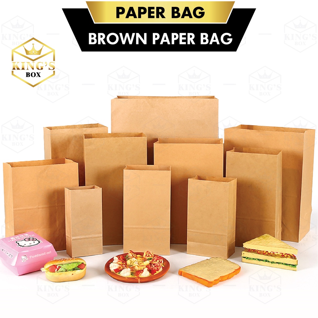 50pcs kraft Food Paper Bag Storage Packaging Paper Beg Shopee Malaysia