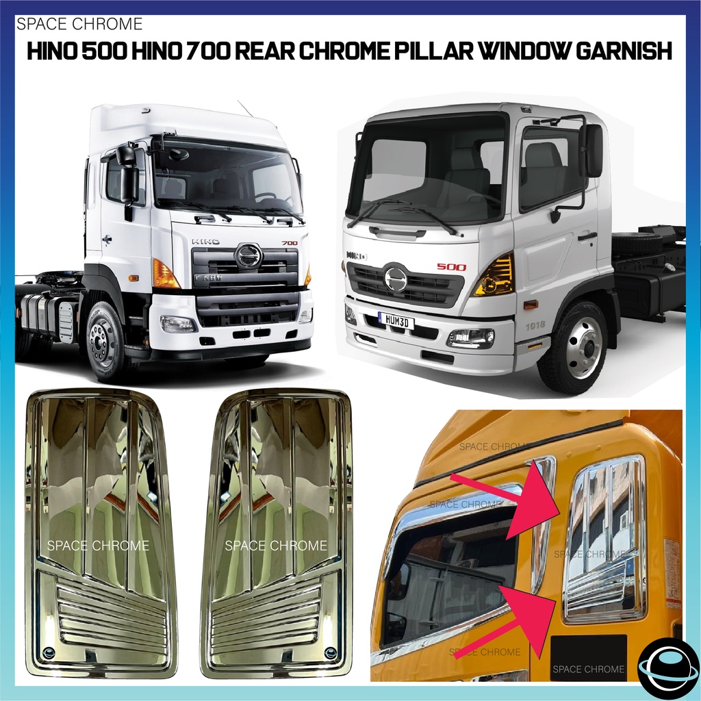 HINO 500 HINO 700 REAR PILLAR WINDOW GARNISH CHROME SET HIGH QUALITY ...